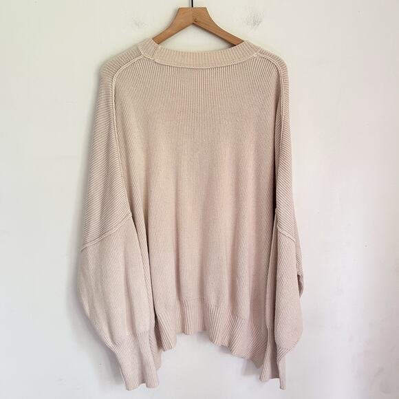 Free People Oversized Easy Street Ribbed Tunic Size M Cream - Picture 4 of 7